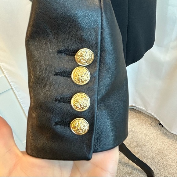 GENERATION Love black leather sleeve Enzo blazer Sz L NWT - Picture 6 of 14